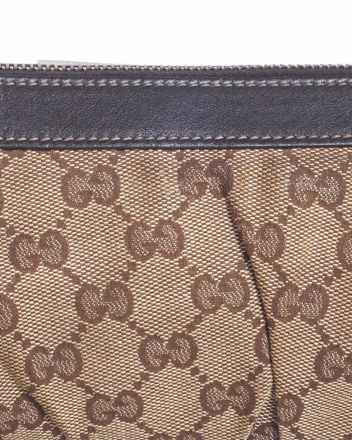 Gucci Beige & Brown GG Canvas Interlocking Logo Pochette Bag