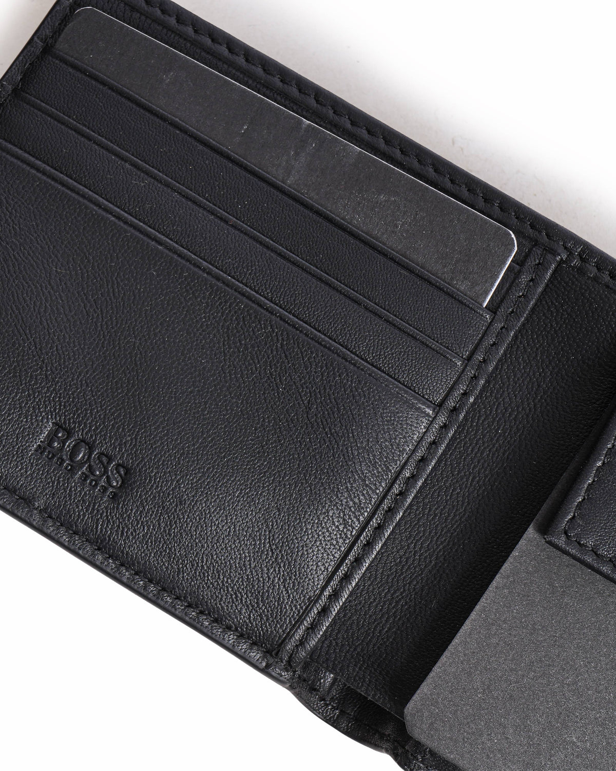 BOSS Black Monogram Embossed Leather Bifold Wallet