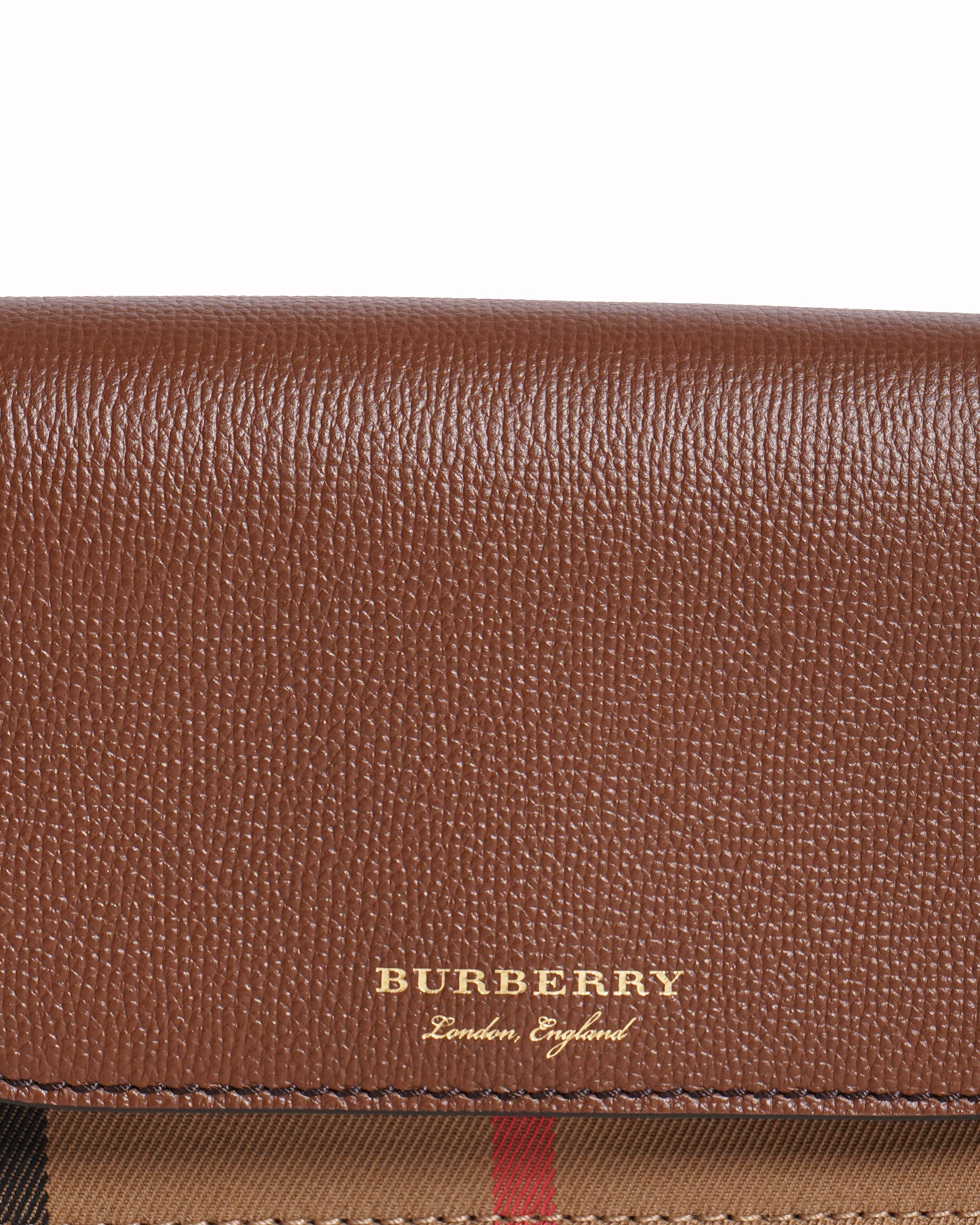 Burberry Brown Leather & Vintage Check Hampshire Crossbody Bag