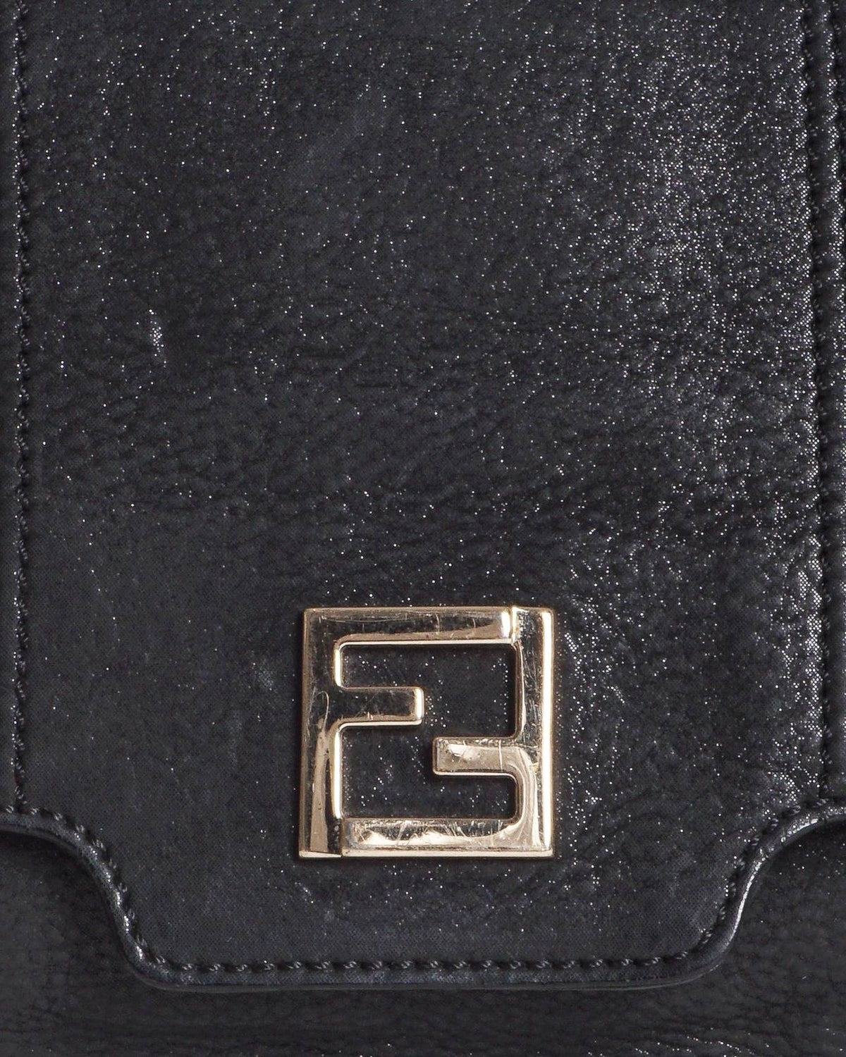 Fendi Black Nubuck FF Flap Crossbody Bag