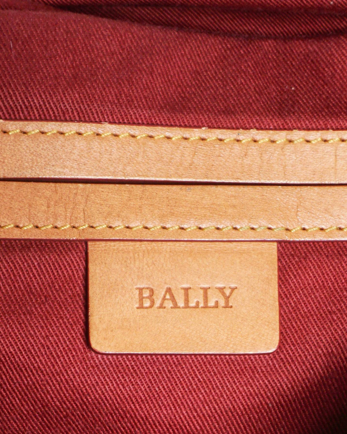Bally Jacquard Logo Canvas Satchel Bag in Tan & Grey