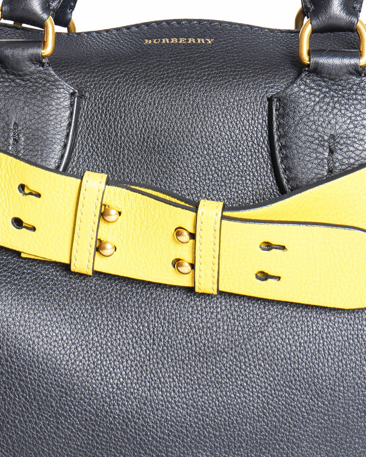 Burberry Black/Green/Yellow Pebbled Leather Medium Belt Bag