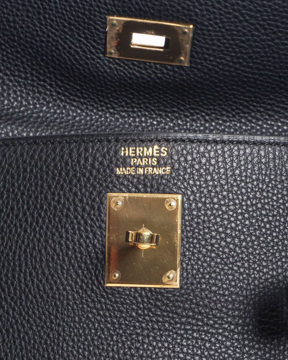 Hermès Kelly 42 Black Togo Leather Top Handle Bag