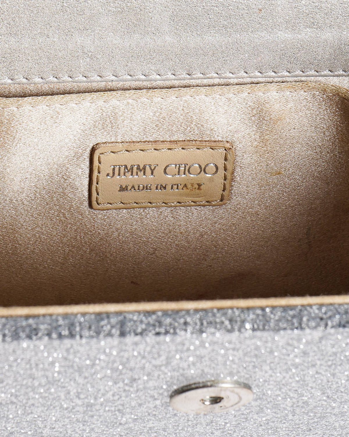 Jimmy Choo Candy Silver Glitter Acrylic Crossbody Bag