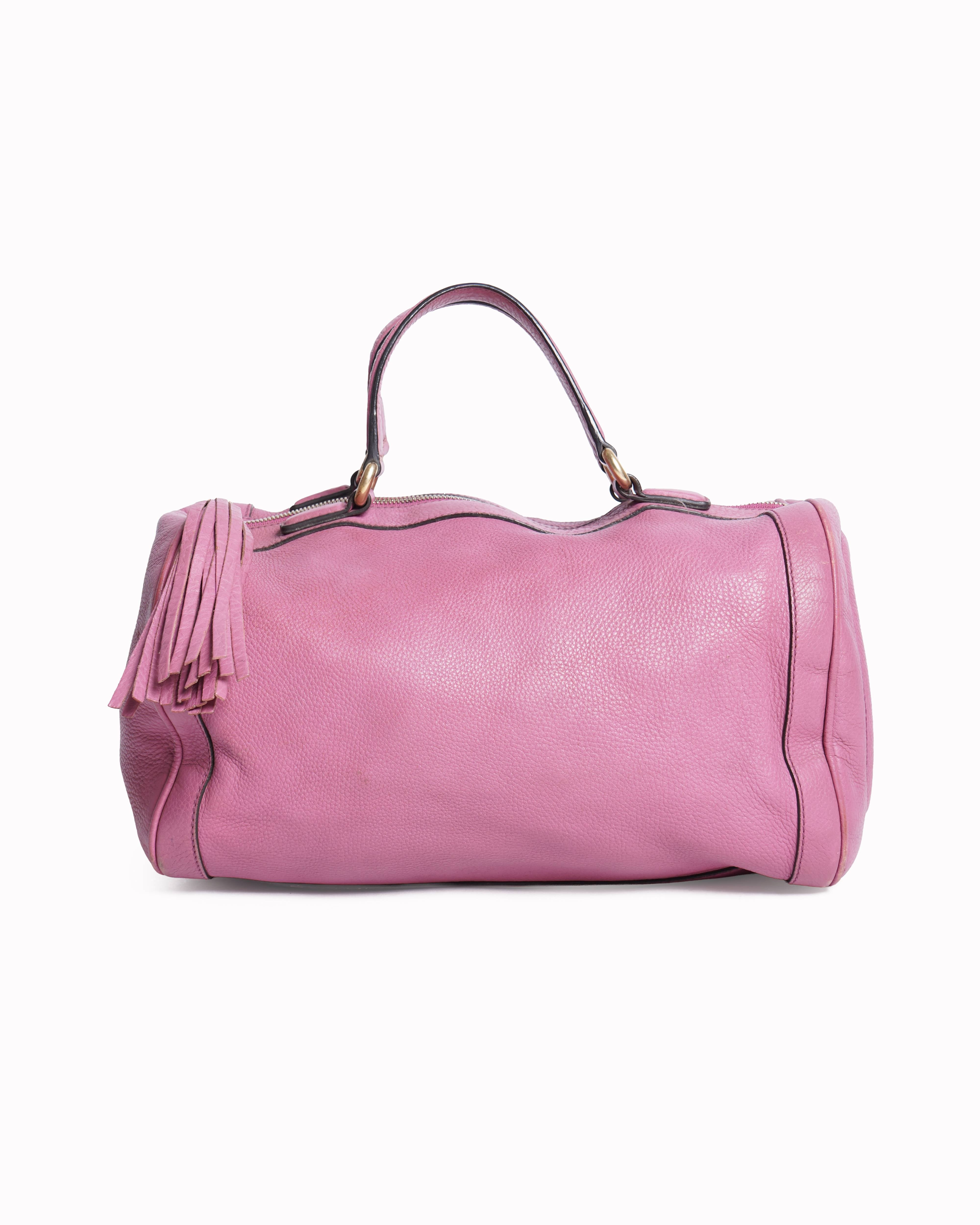 Gucci 
Pink Pebbled Leather Soho Boston Bag