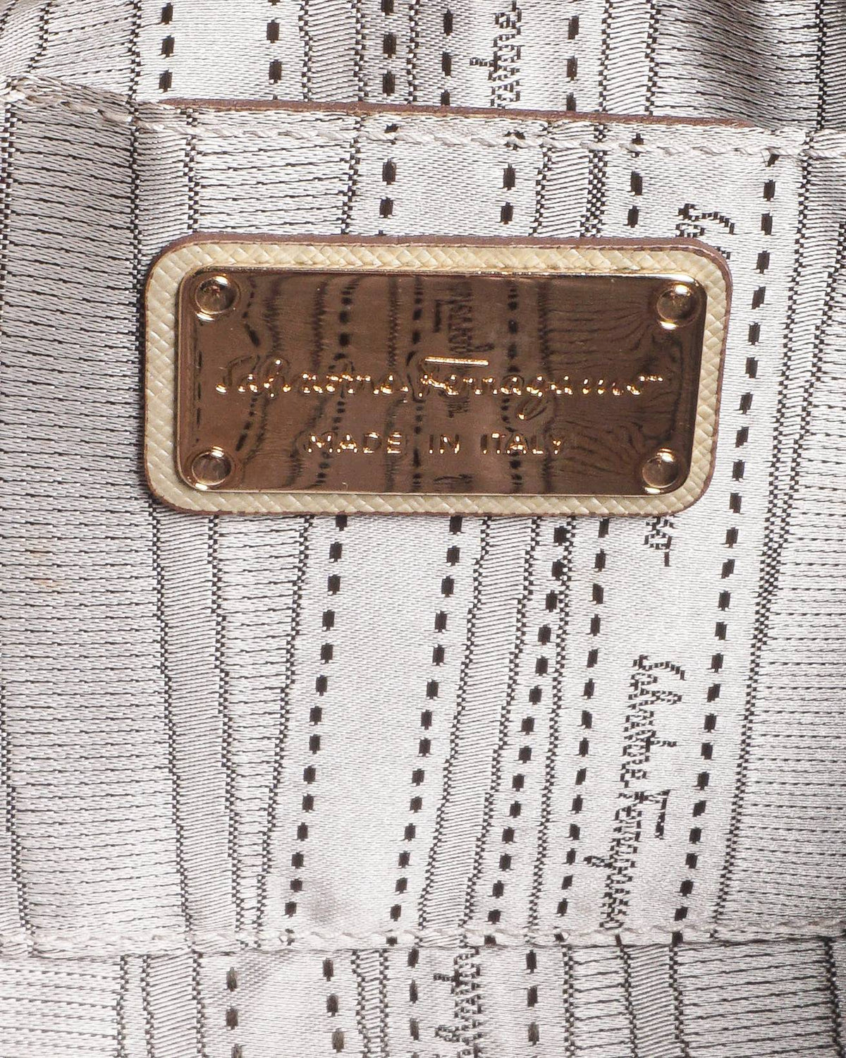 Salvatore Ferragamo Champagne Saffiano Leather Gancini Shoulder Bag