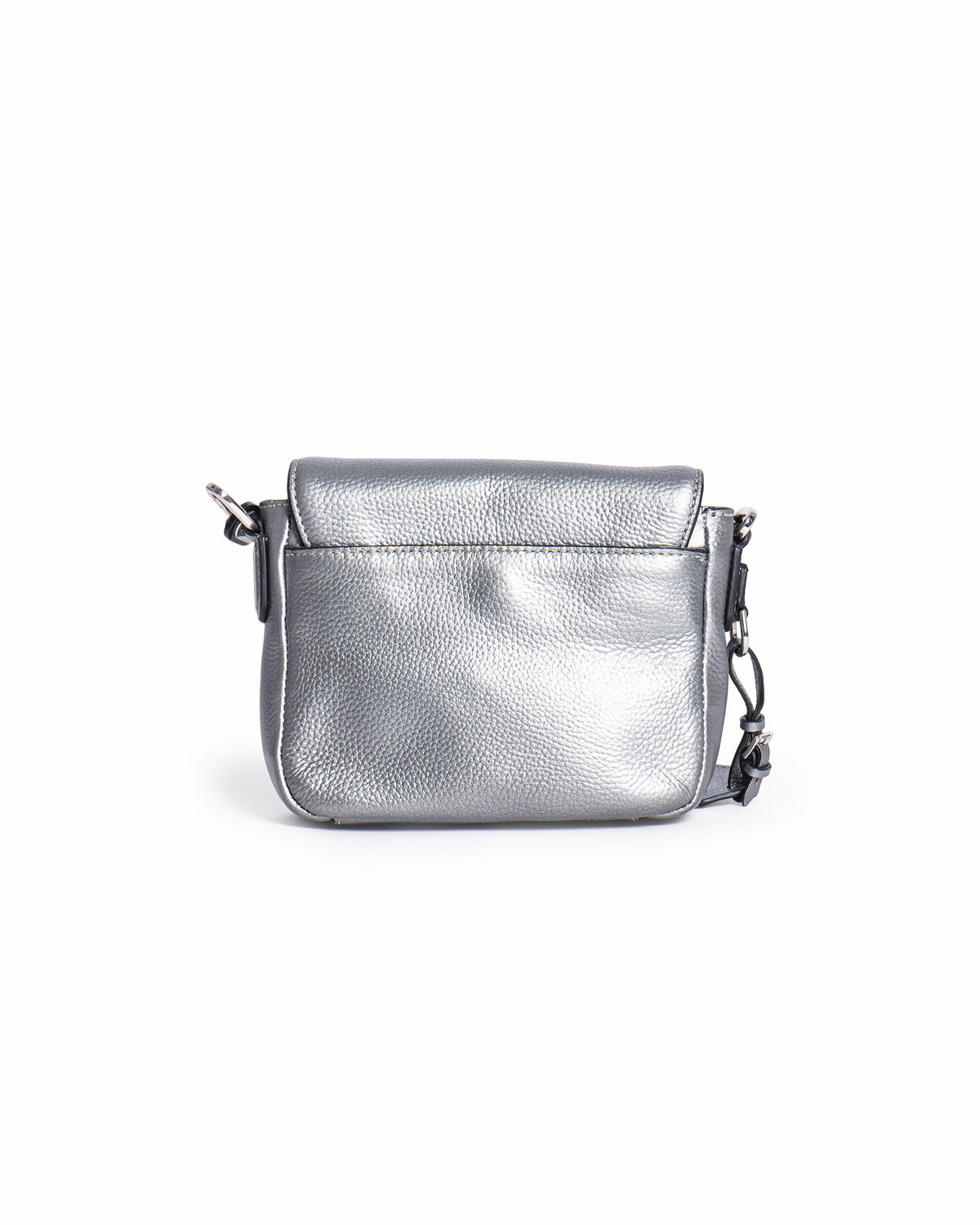 Karl Lagerfeld Metallic Silver Pebbled Leather Flap Crossbody Bag