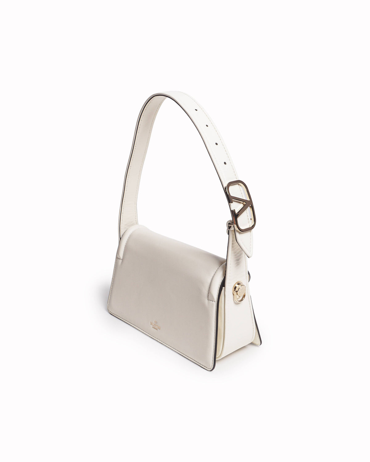 Valentino Garavani Sculpture Ivory Leather Shoulder Bag