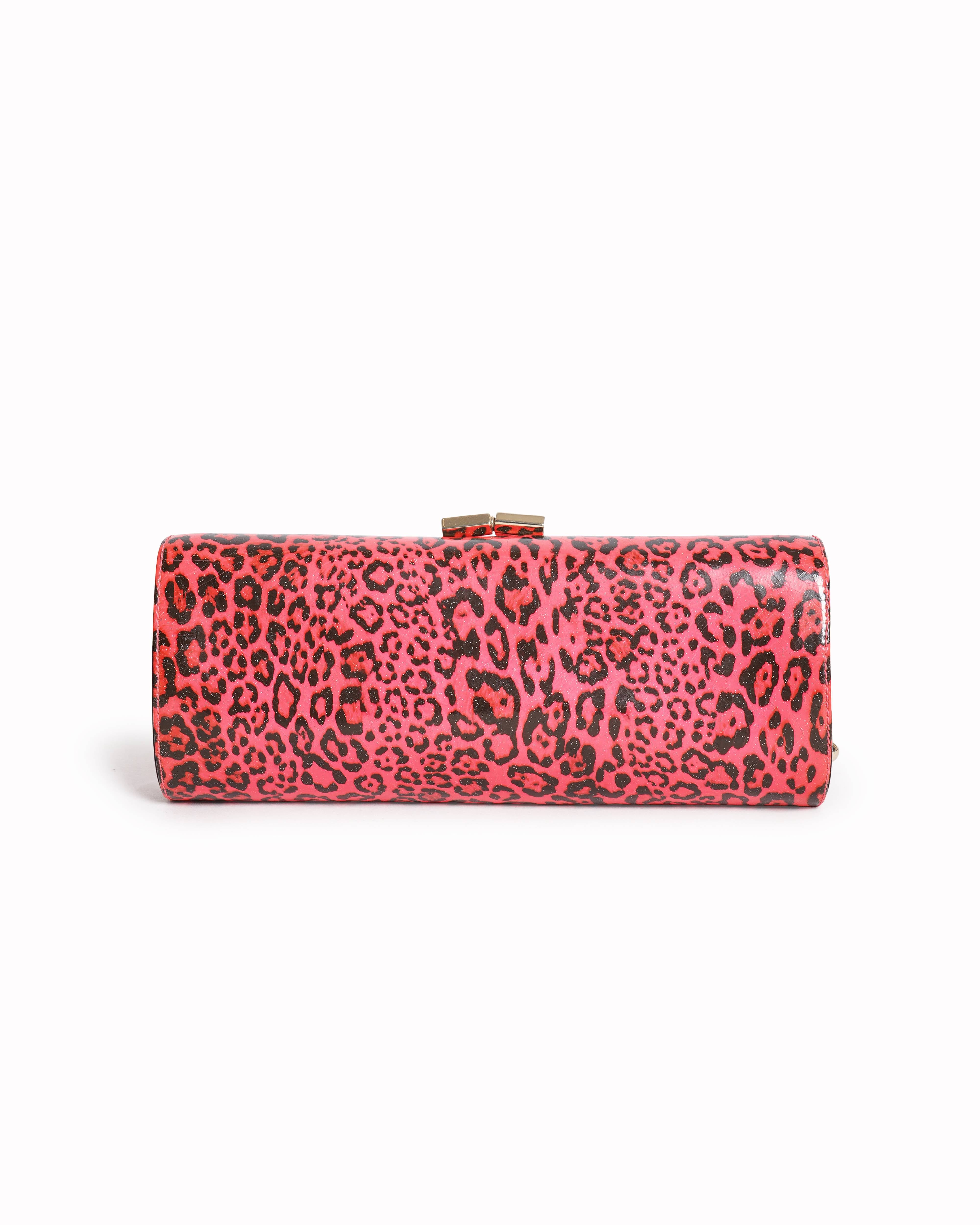 Jimmy choo pink leopard print tube clutch