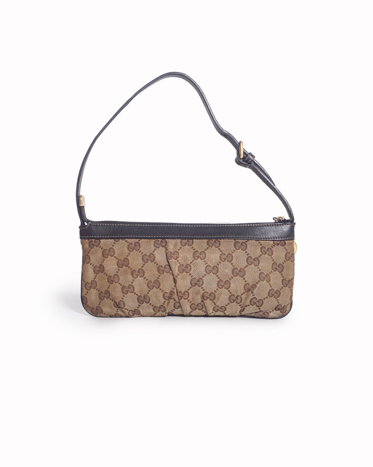 Gucci Beige & Brown GG Canvas Interlocking Logo Pochette Bag