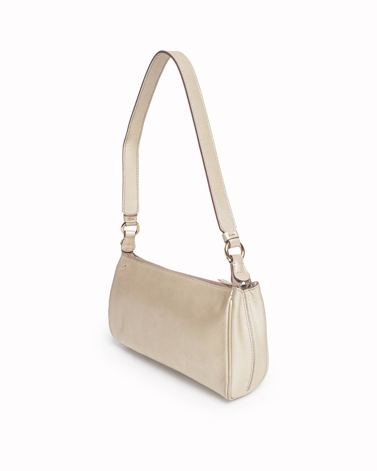 Salvatore Ferragamo Champagne Saffiano Leather Gancini Shoulder Bag