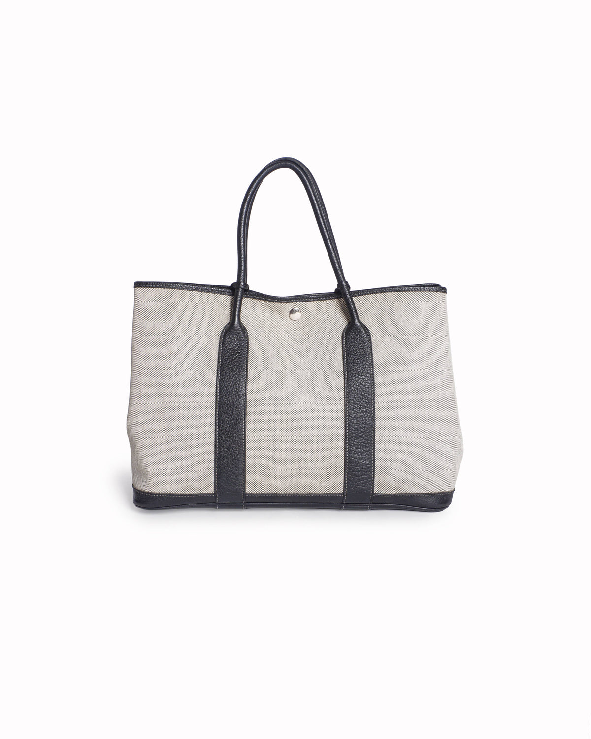 Hermès Garden Party 36 Natural Canvas & Black Leather Tote