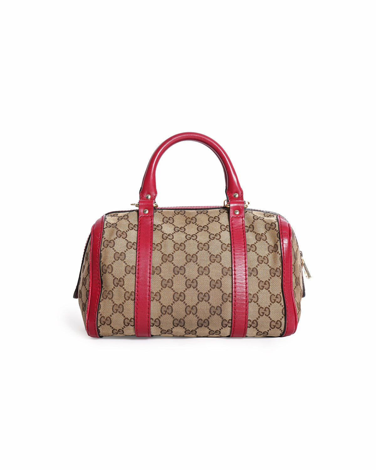 Gucci Beige/Red GG Canvas And Leather Joy Boston Bag
