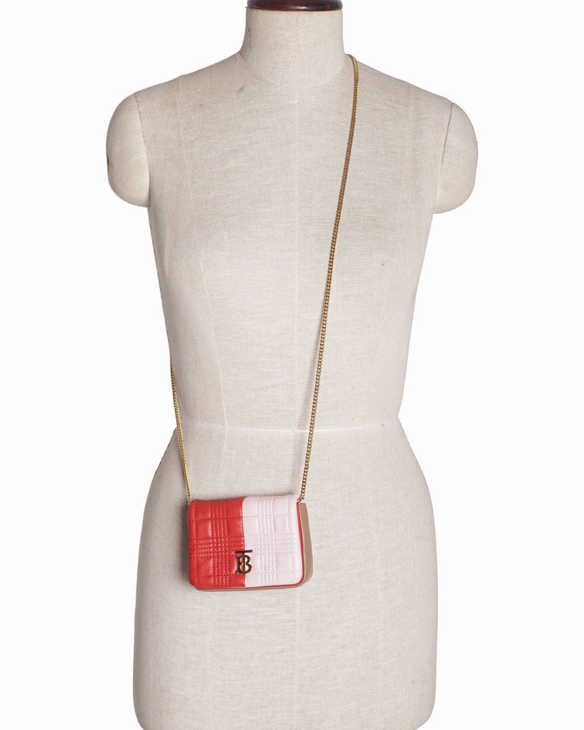 Burberry Two-Tone Red & Pink Lola Quilted Leather Mini Bag