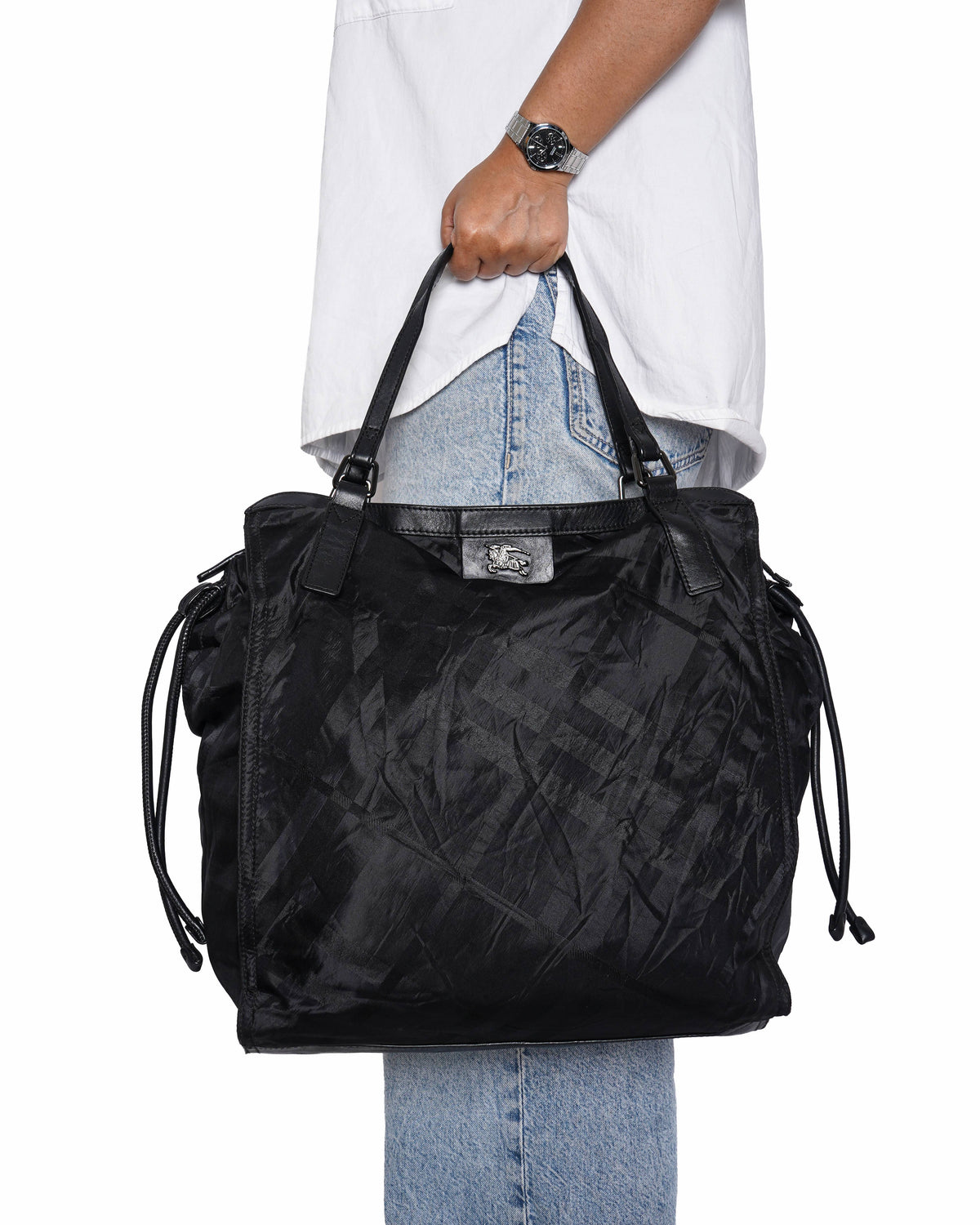 Burberry Black Nylon and Leather Buckleigh Tote