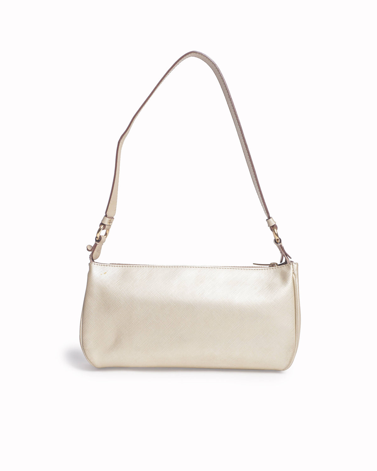 Salvatore Ferragamo Champagne Saffiano Leather Gancini Shoulder Bag
