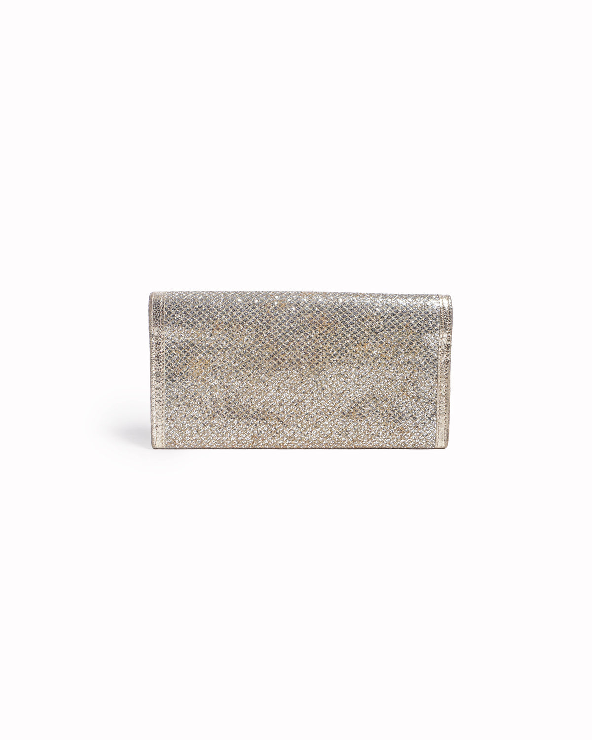Jimmy Choo Champagne Gold Glitter Leather Flap Clutch
