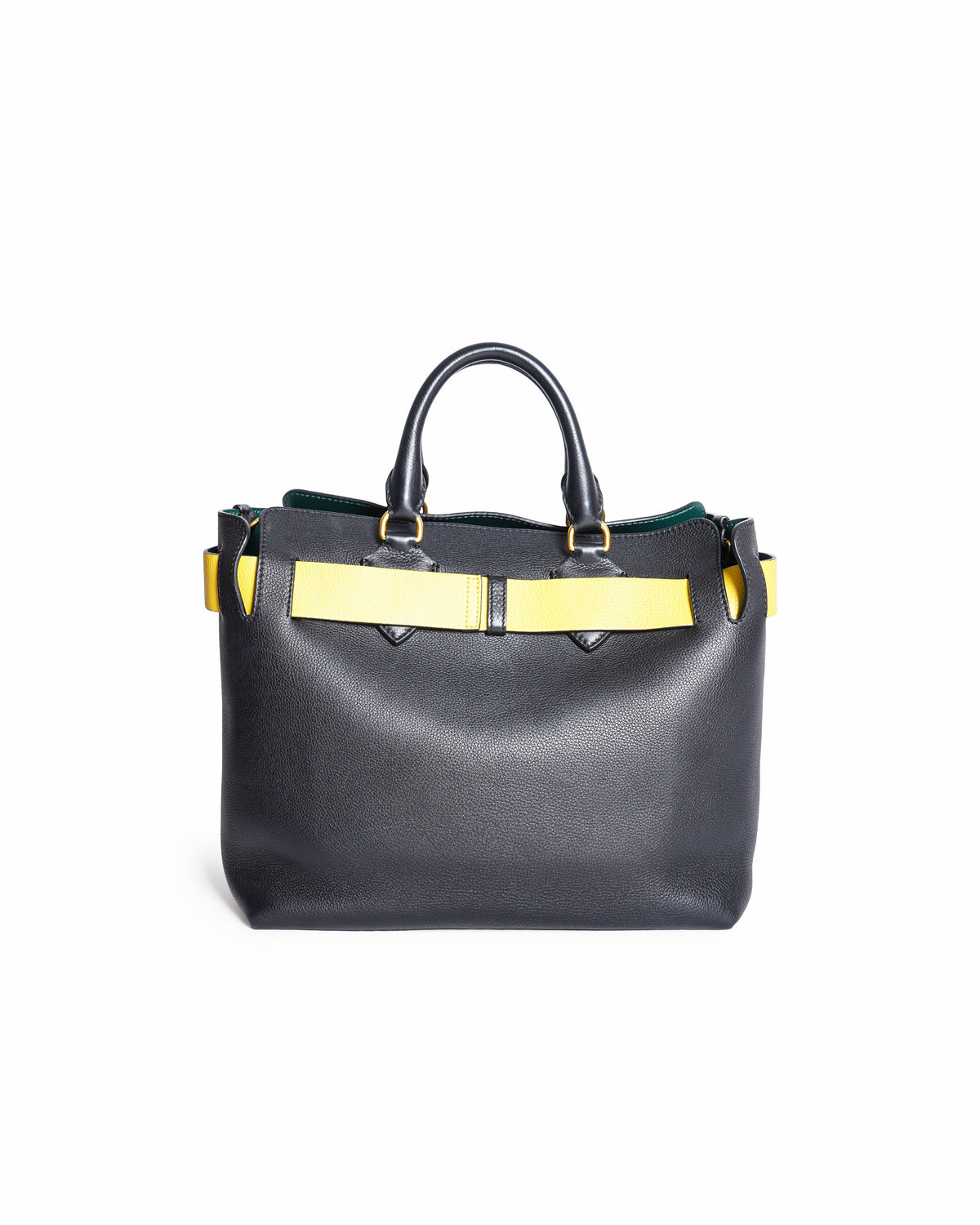 Burberry Black/Green/Yellow Pebbled Leather Medium Belt Bag
