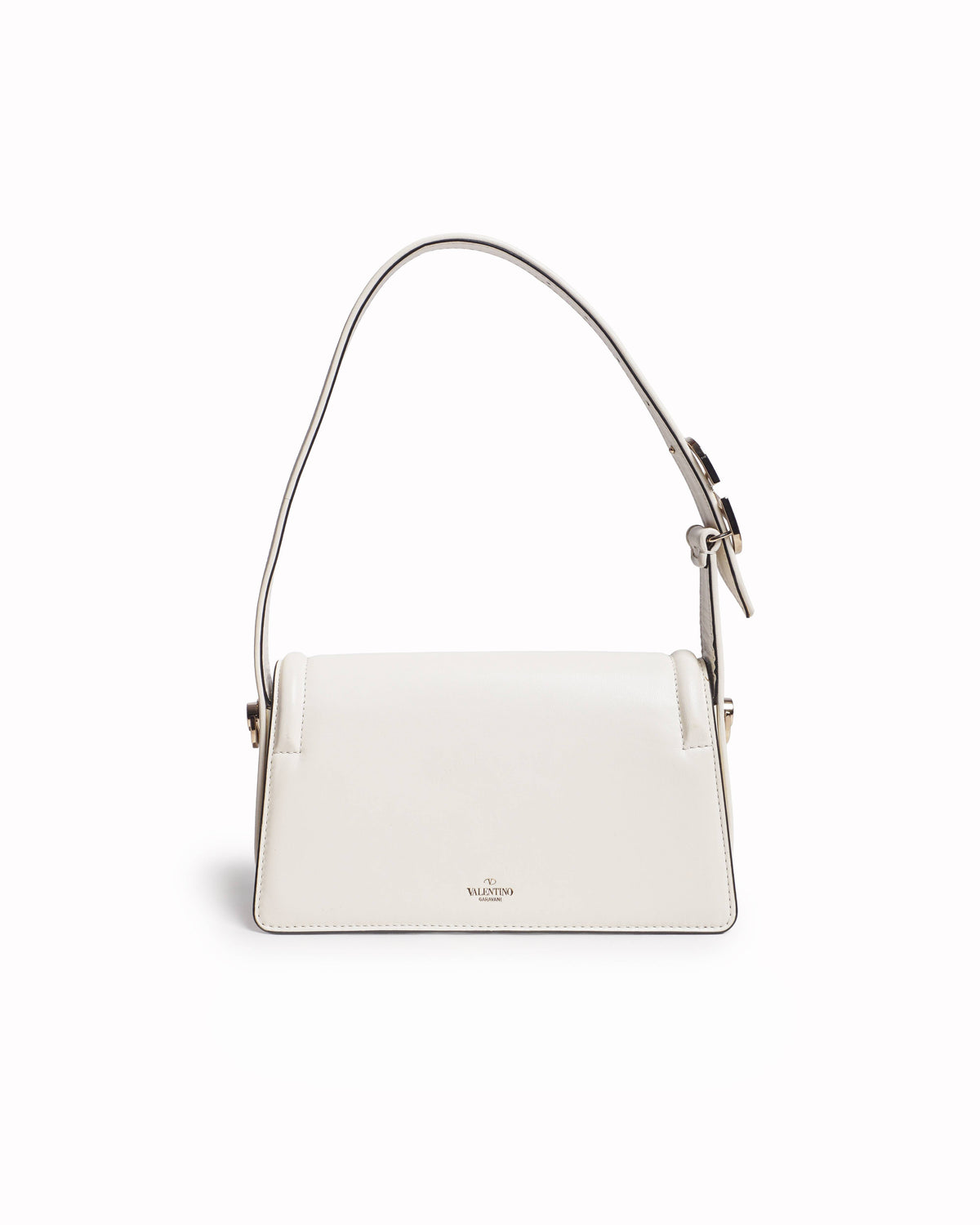 Valentino Garavani Sculpture Ivory Leather Shoulder Bag