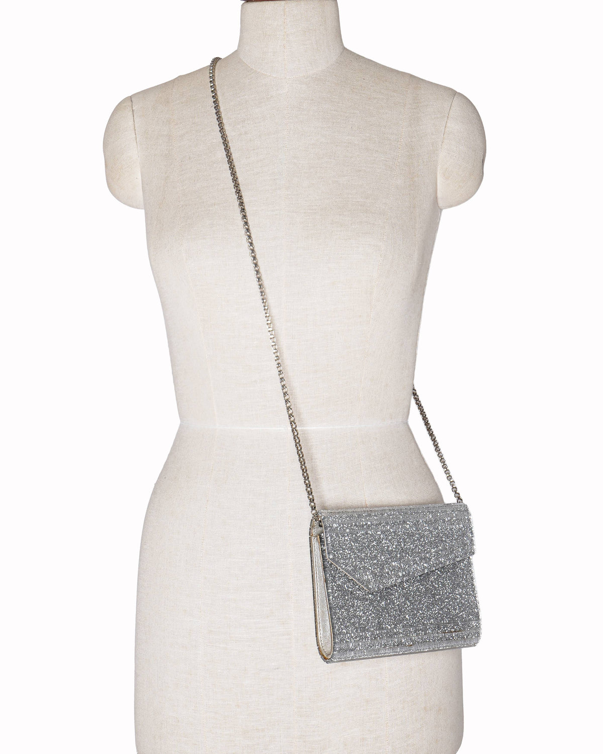 Jimmy Choo Candy Silver Glitter Acrylic Crossbody Bag
