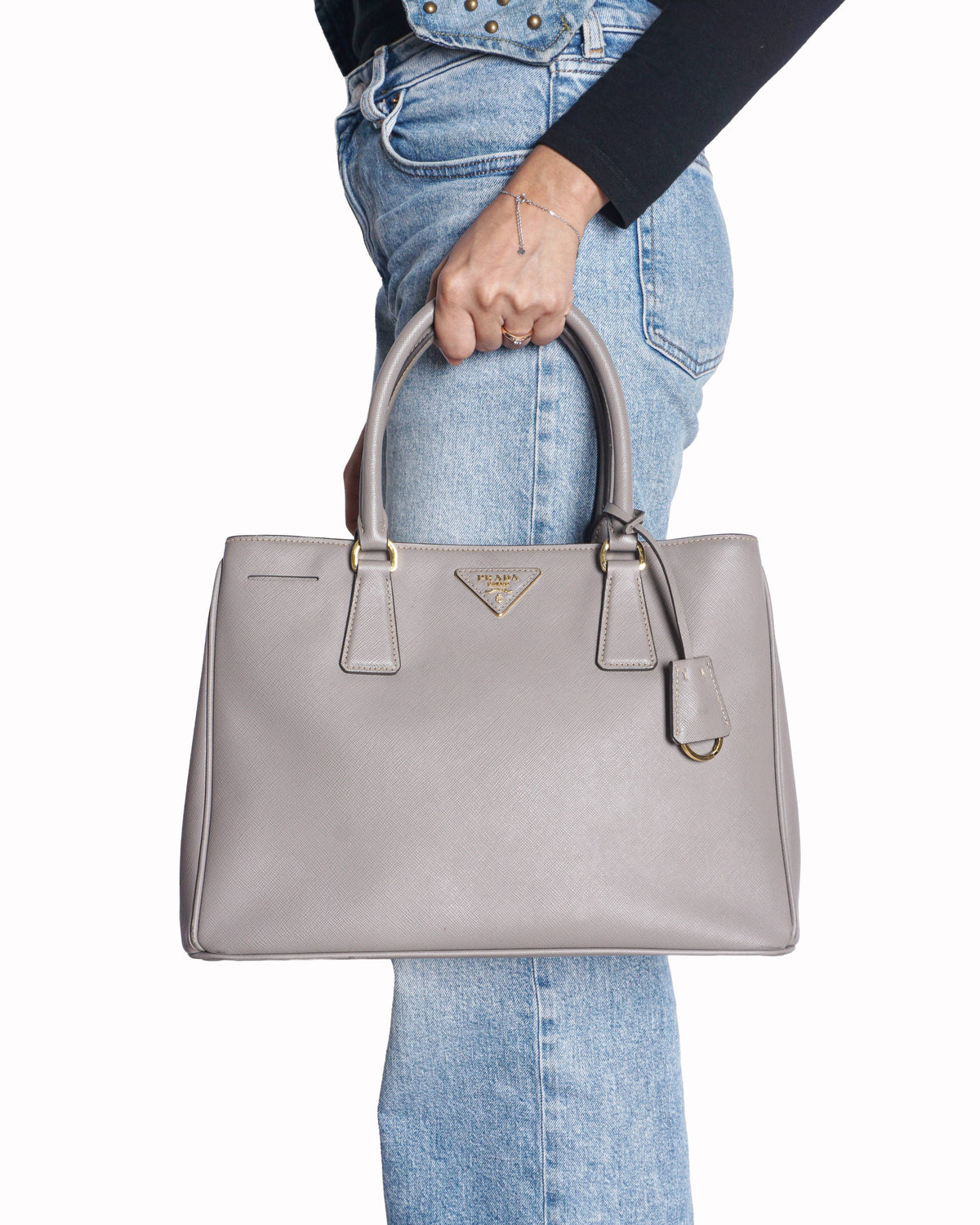 Prada Taupe Saffiano Leather Galleria Tote Bag