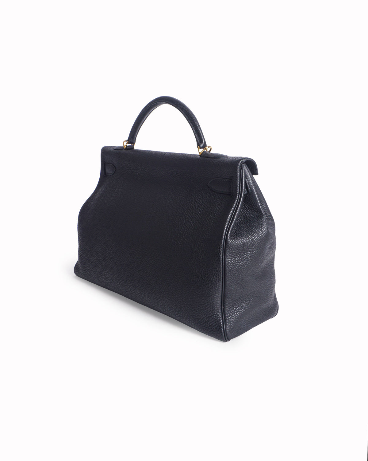 Hermès Kelly 42 Black Togo Leather Top Handle Bag