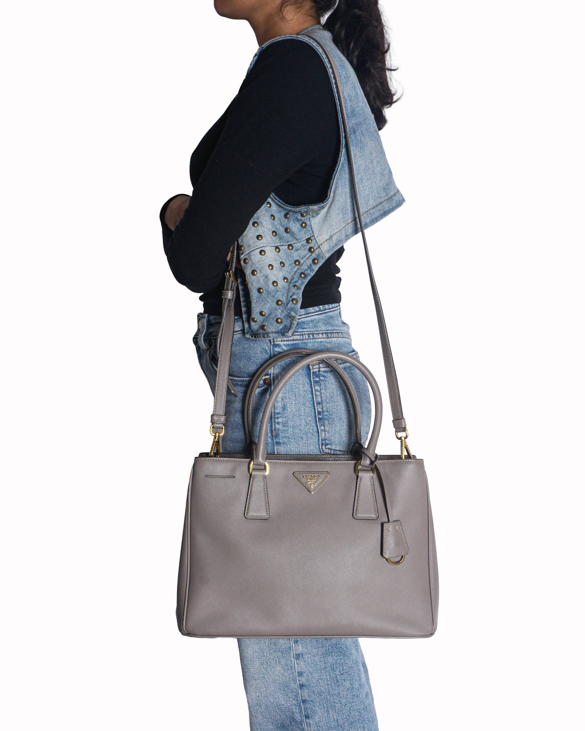 Prada Taupe Saffiano Leather Galleria Tote Bag