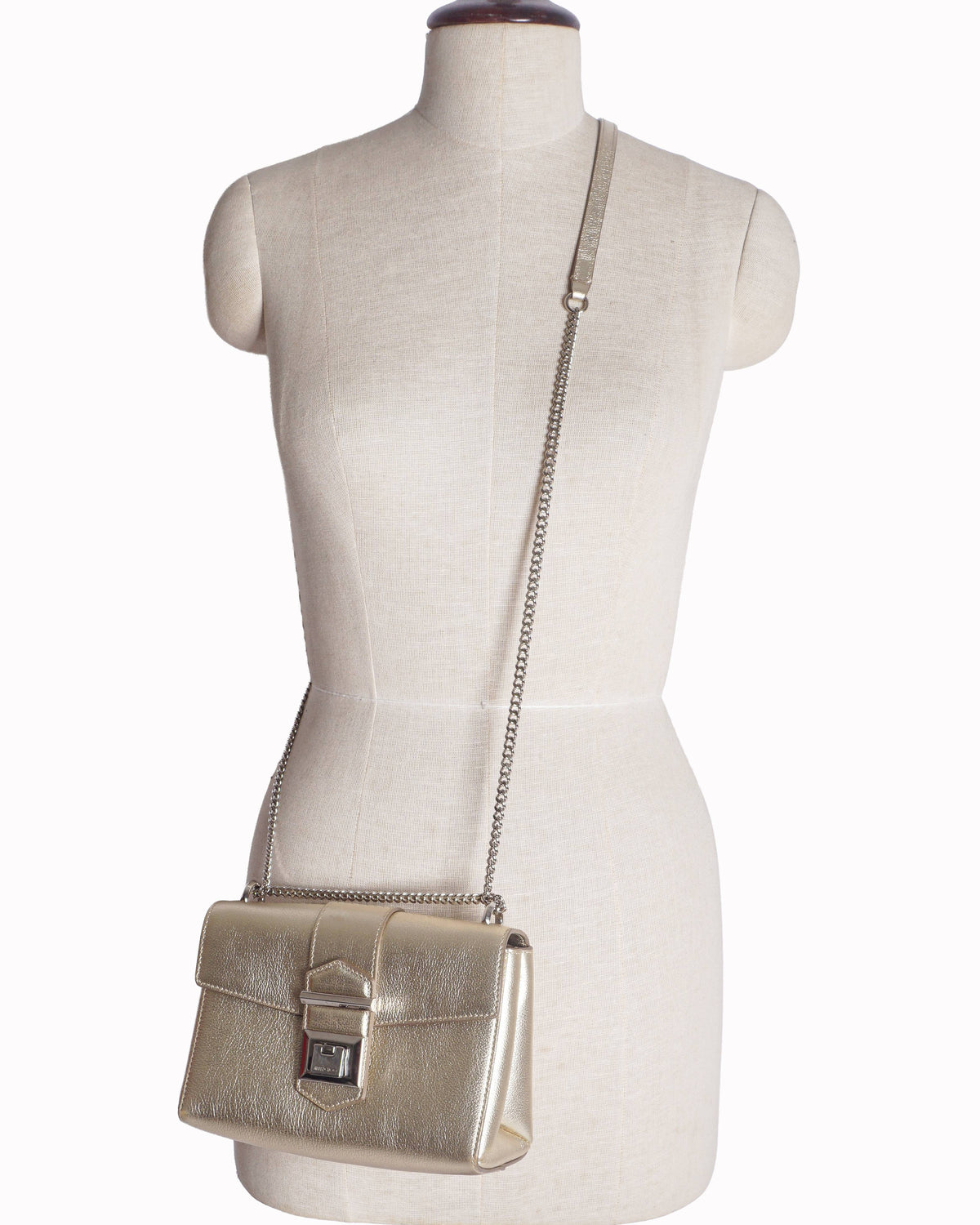 Jimmy Choo Metallic Gold Leather Shoulder Bag