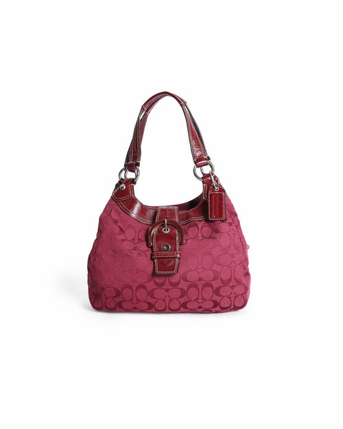 Coach Soho Signature Hobo Handbag in cherry red
