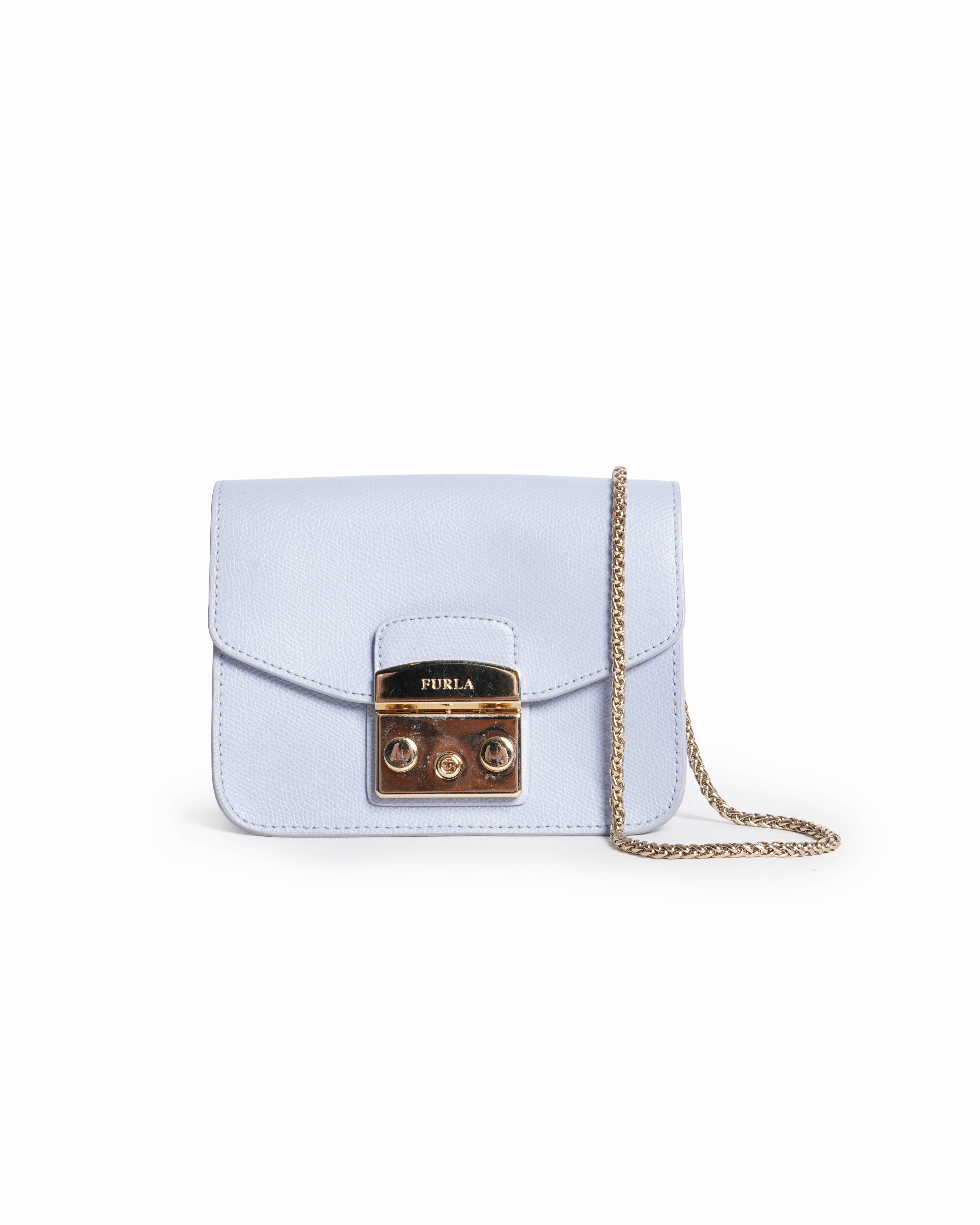 Furla Metropolis Mini Lavender Pebbled Leather Crossbody