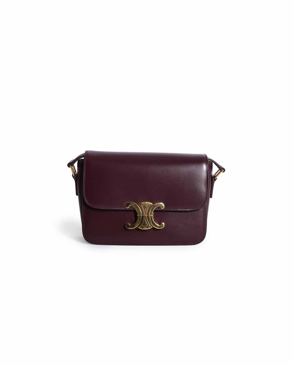 Celine Maroon Small Triomphe Crossbody Bag In Natural Calfskin