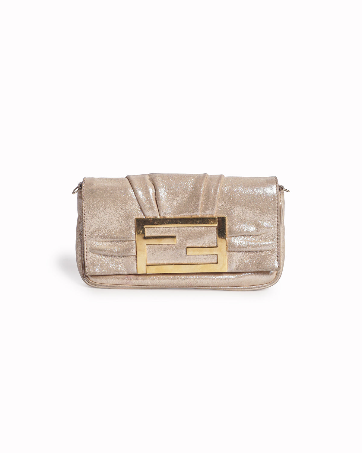 Fendi Metallic Gold Leather Mia Pochette Bag