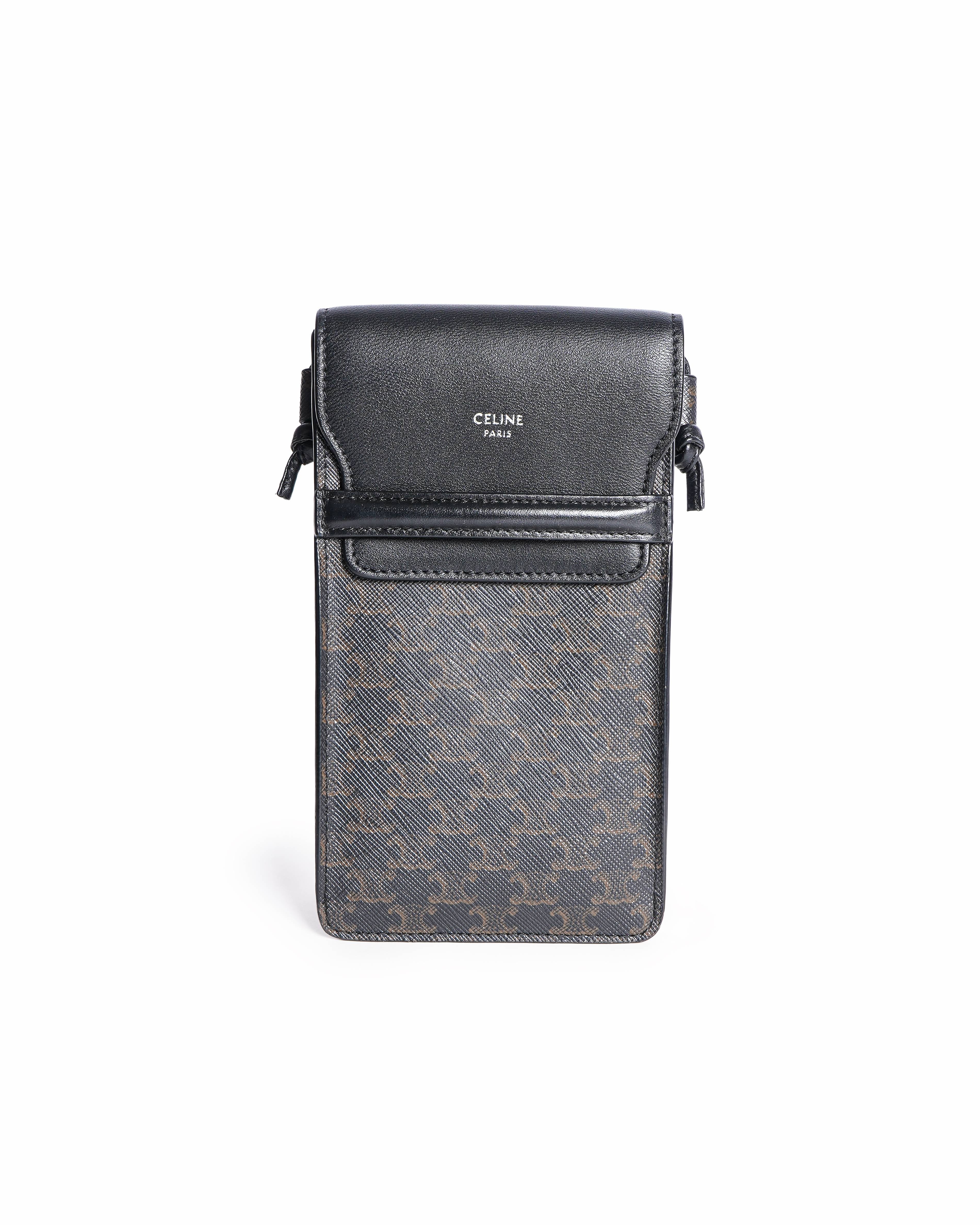 Celine Phone Pouch in Triomphe Canvas and Lambskin