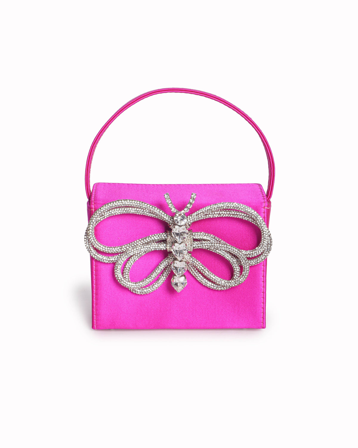 L'ALINGI Hot Pink Satin Butterfly Top Handle Bag