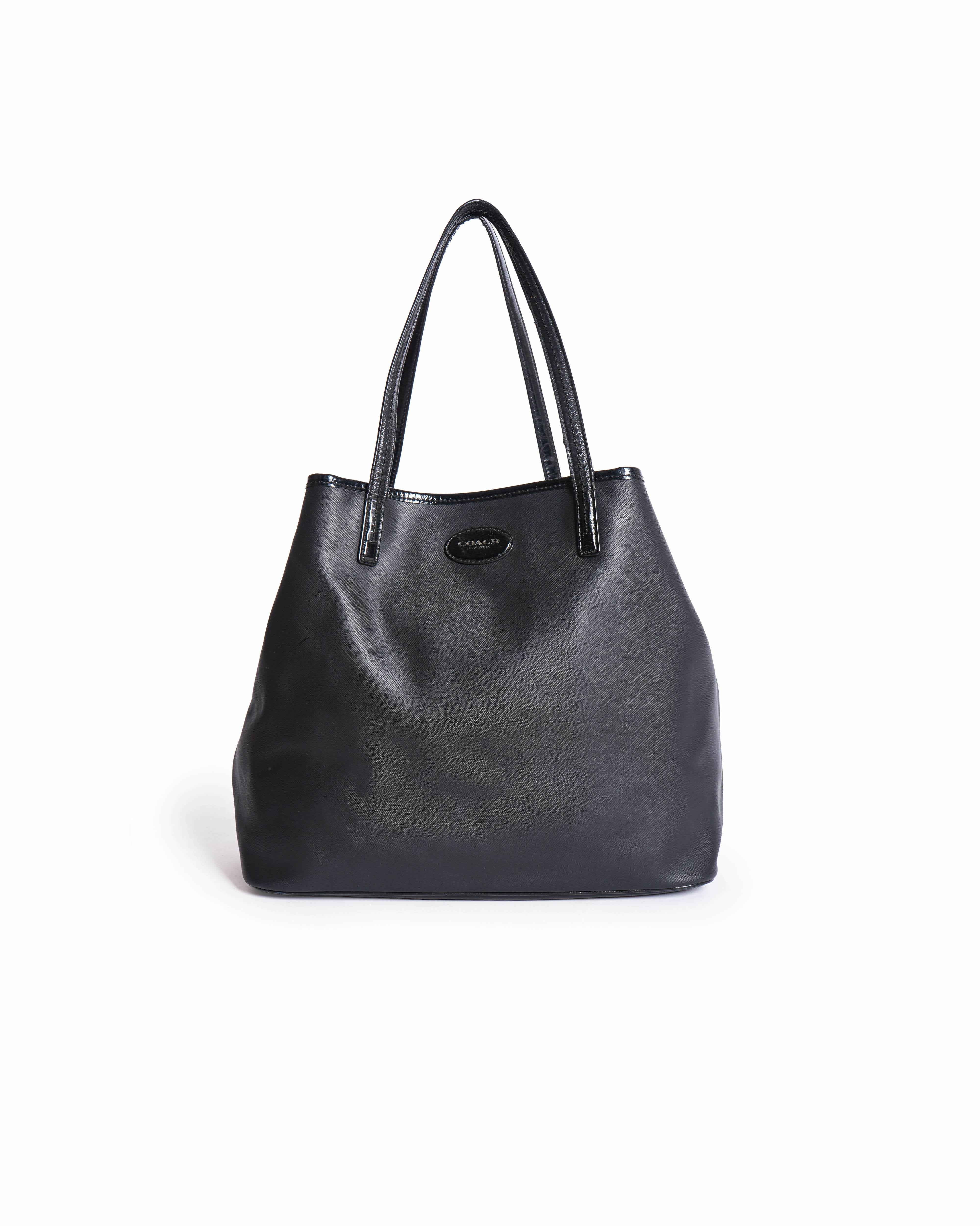 Coach black leather tote