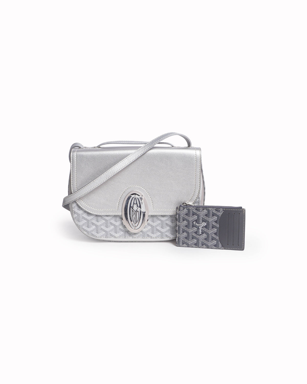 Goyard 233 PM Grey Goyardine Canvas & Calfskin Shoulder Bag