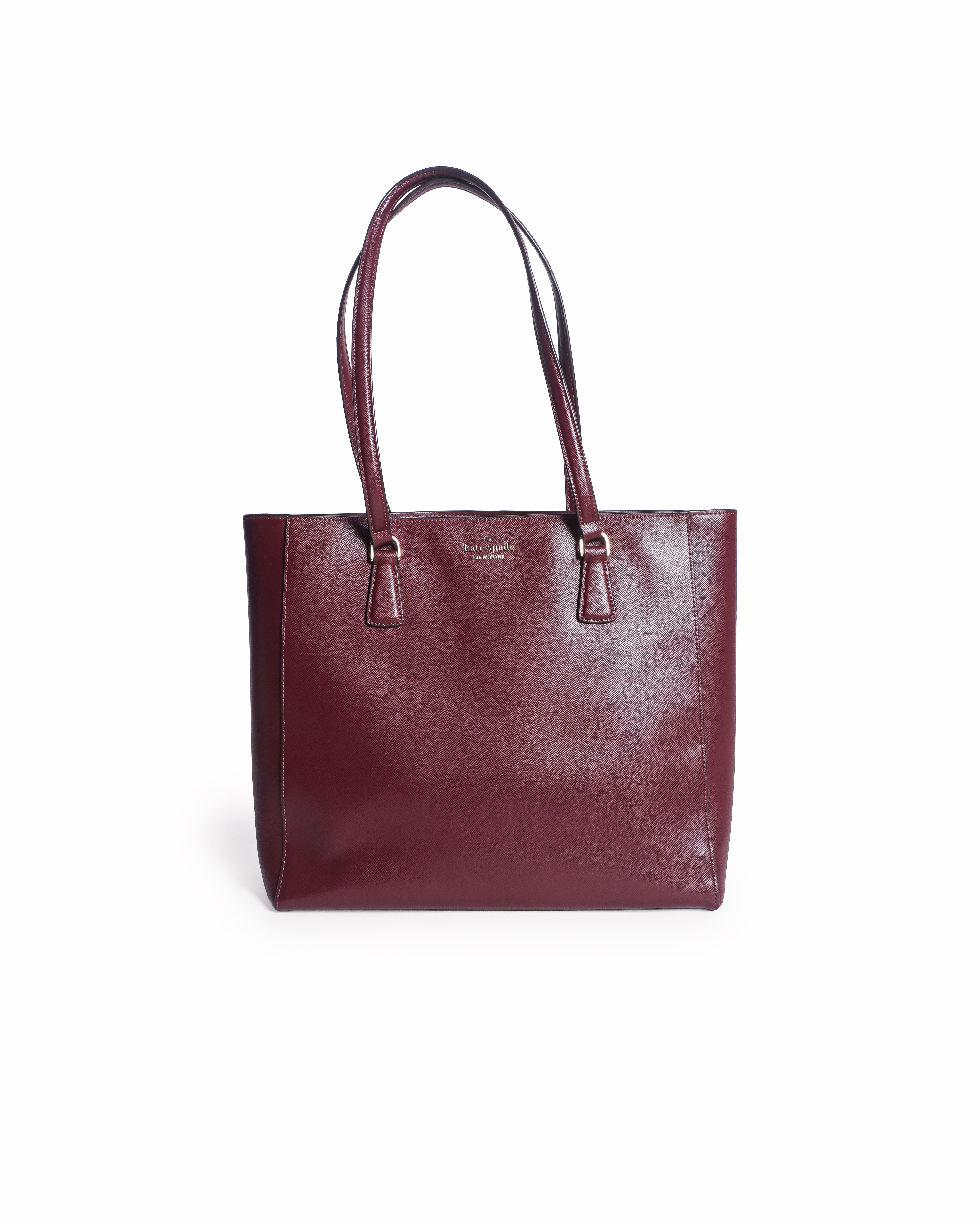 Kate Spade Burgundy Saffiano Leather Tote Bag