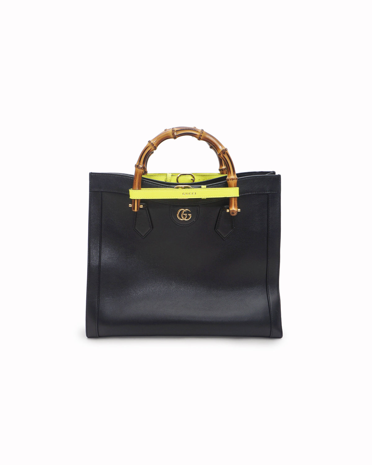 Gucci Diana Black Leather Bamboo Handle Tote Bag