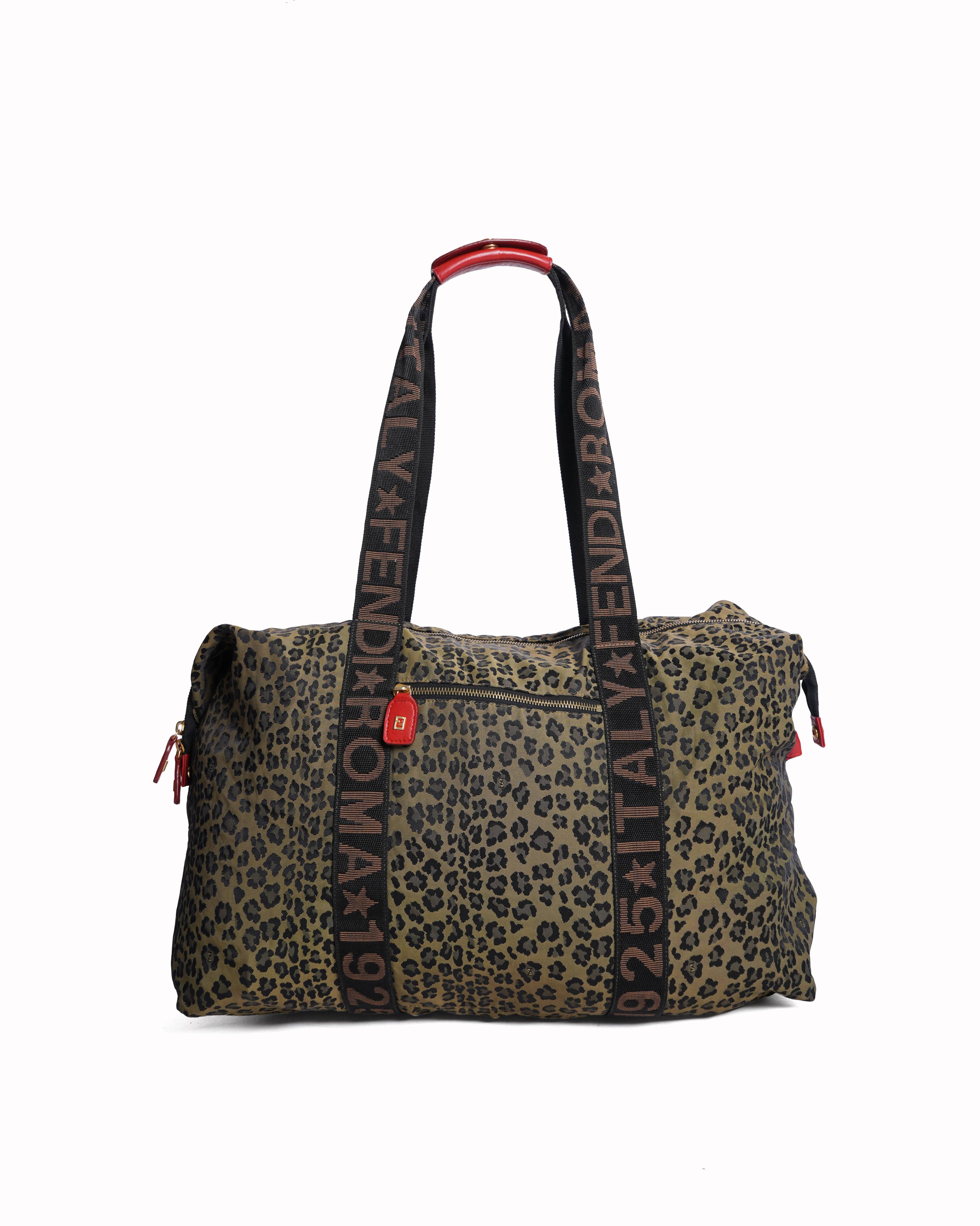 Fendi roma leopard print travel bag