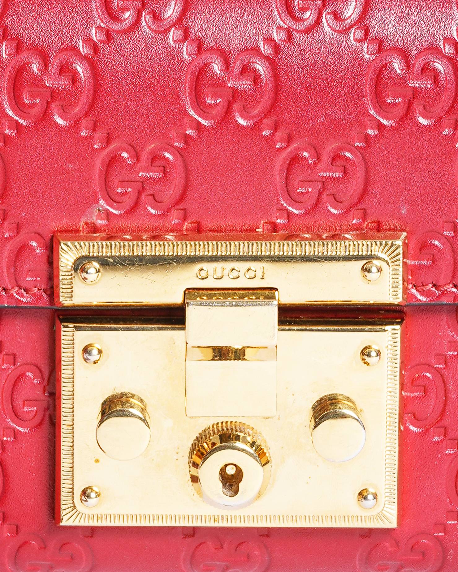 Gucci Small Padlock Shoulder Bag in Red Guccissima Leather