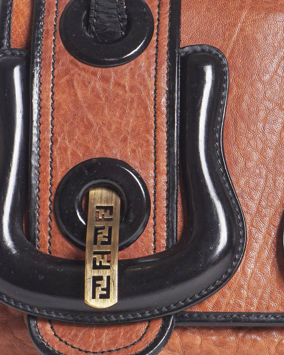 Fendi Maxi B Bag Cognac Hammered Leather Shoulder Bag