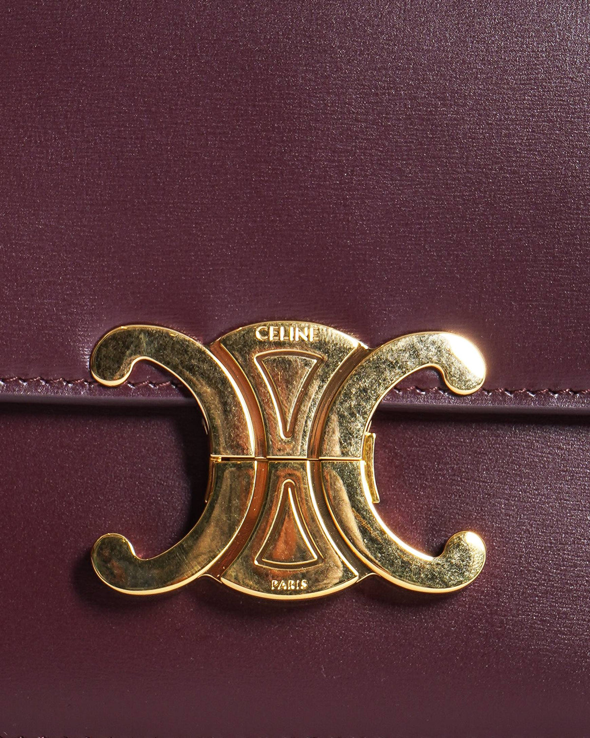 Celine Maroon Small Triomphe Crossbody Bag In Natural Calfskin