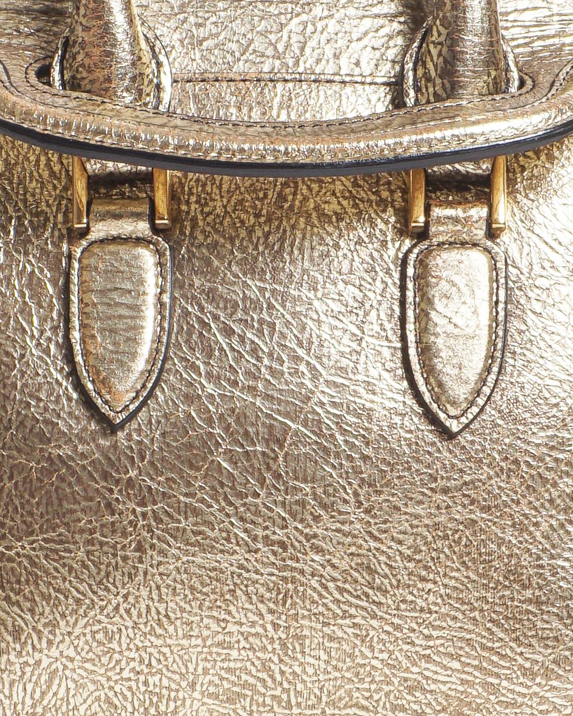 Alexander McQueen Gold Leather Mini Heroine Bag