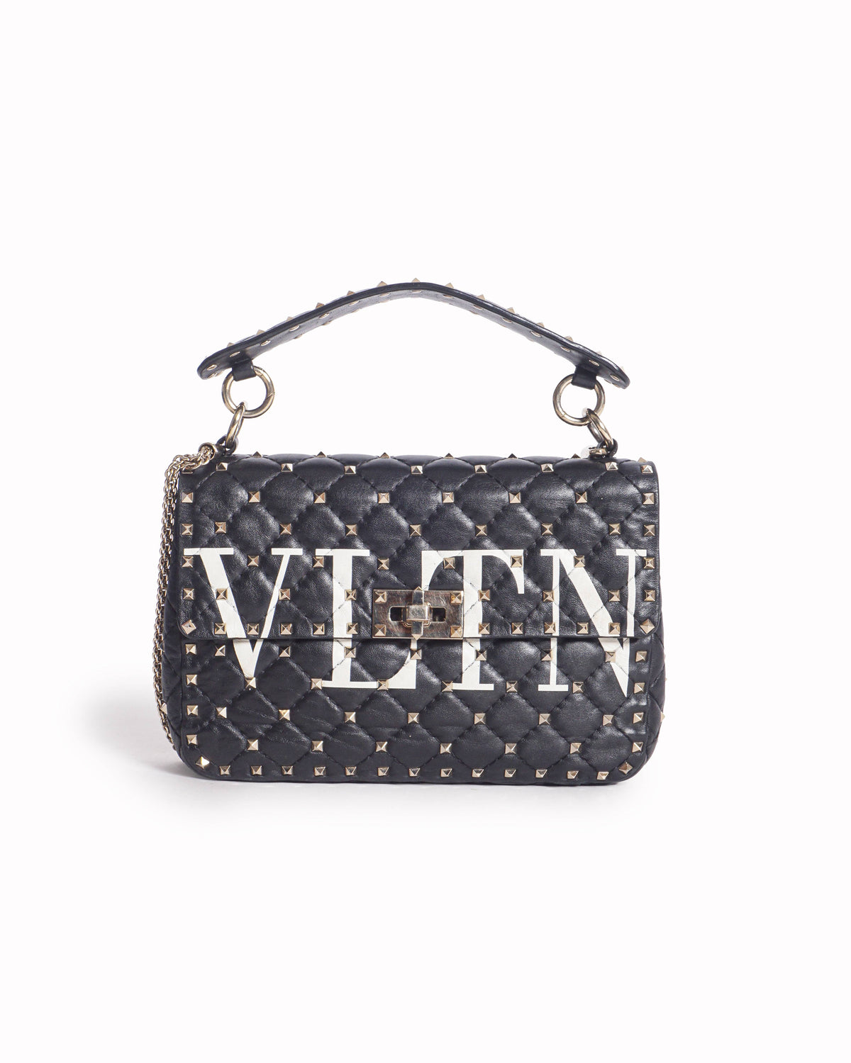Valentino Garavani Black VLTN Quilted Rockstud Spike Shoulder Bag
