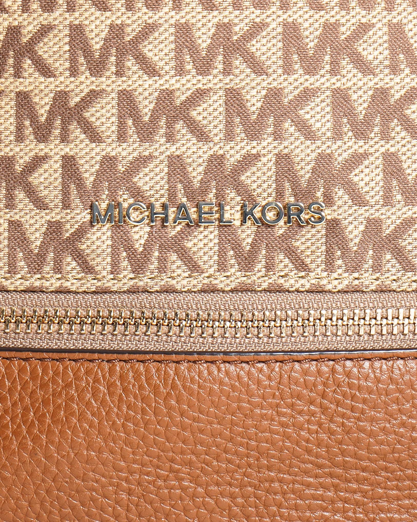 Michael Kors Beige & Tan Monogram Canvas Backpack