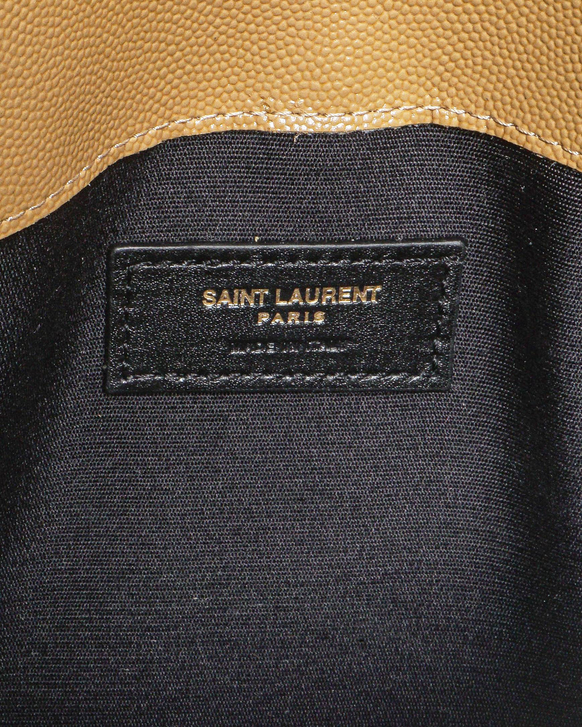 Saint Laurent Olive Beige Grain de Poudre Leather Uptown Pouch