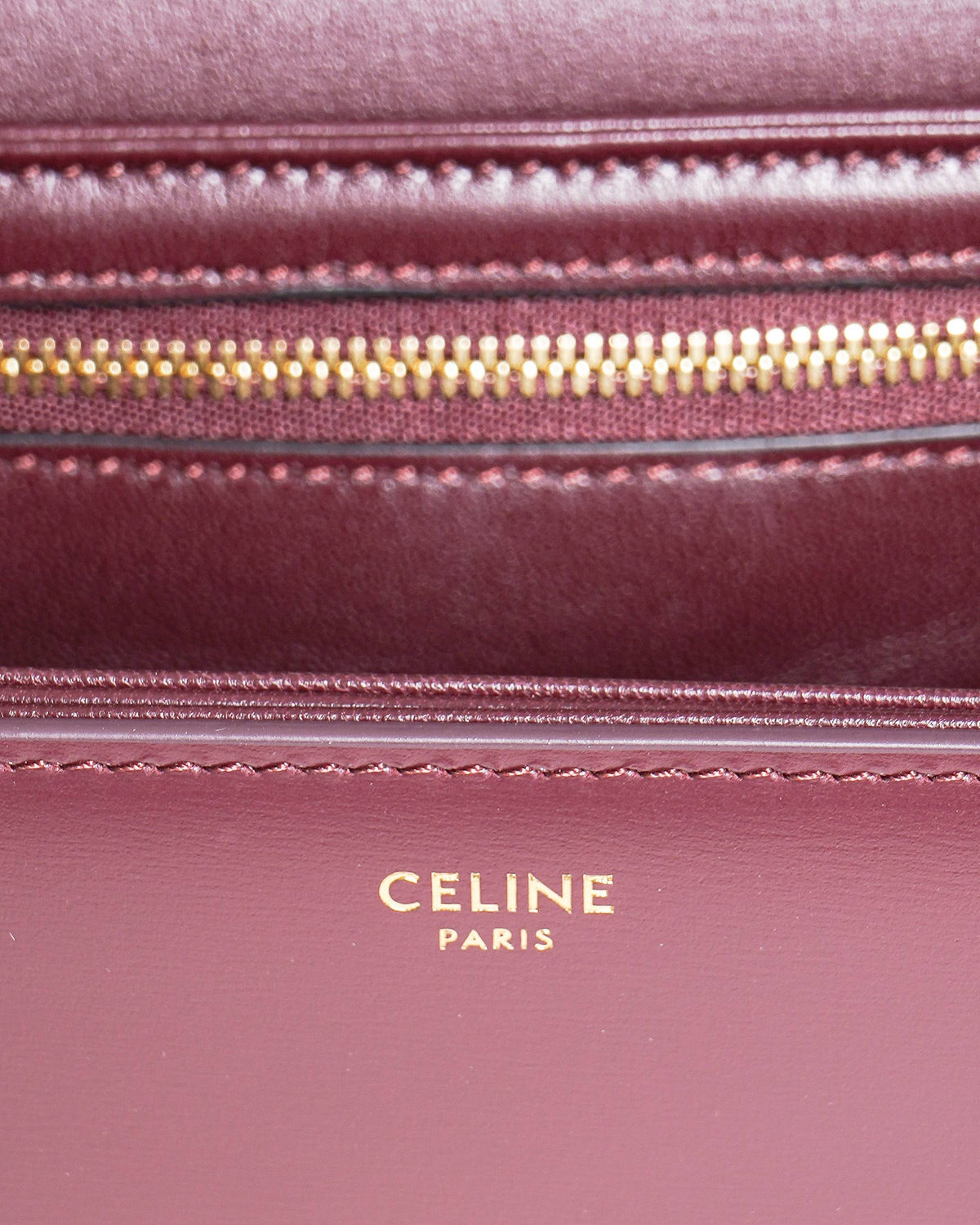 Celine Maroon Small Triomphe Crossbody Bag In Natural Calfskin
