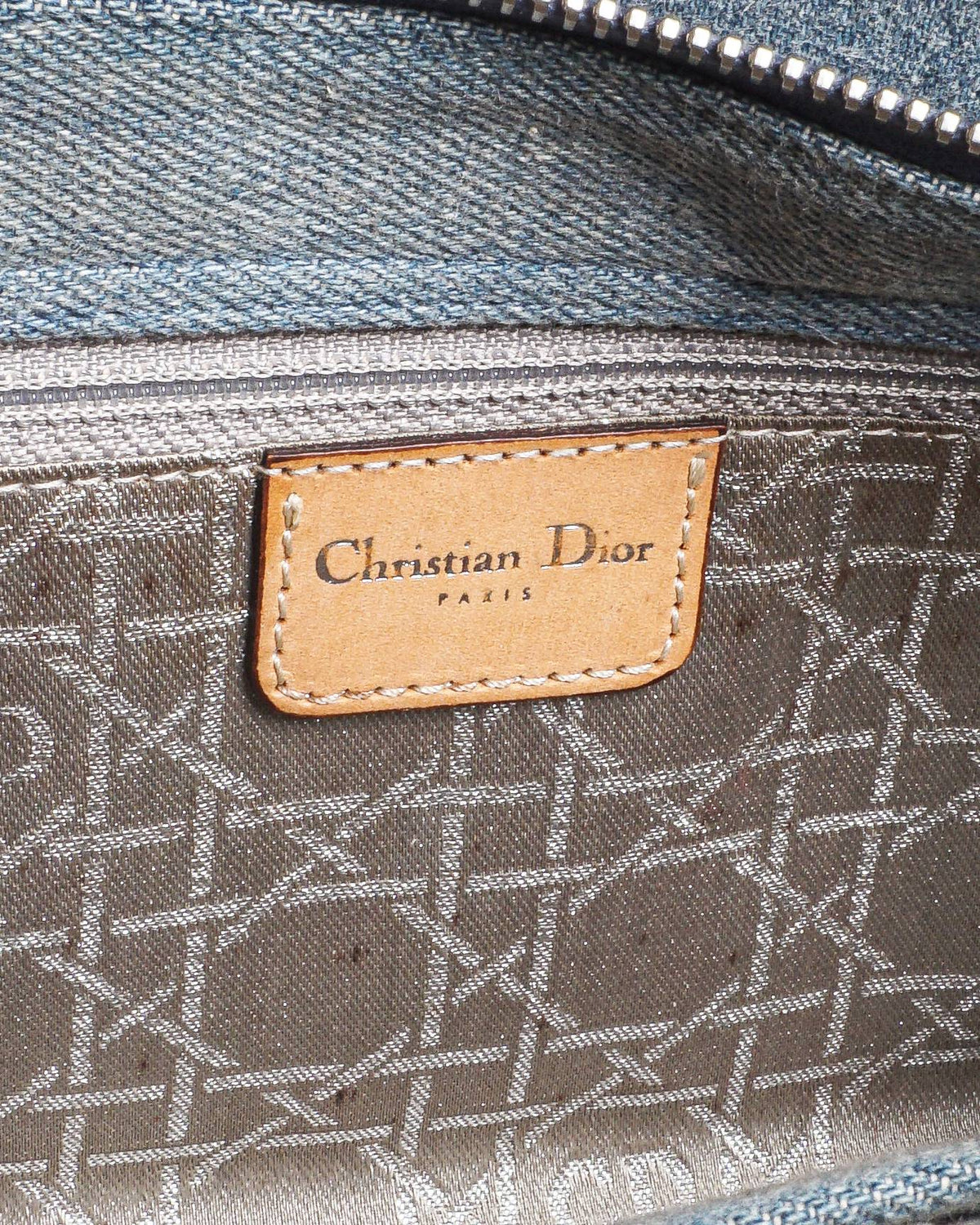 Christian Dior East West Lady Dior Studded Denim Bag