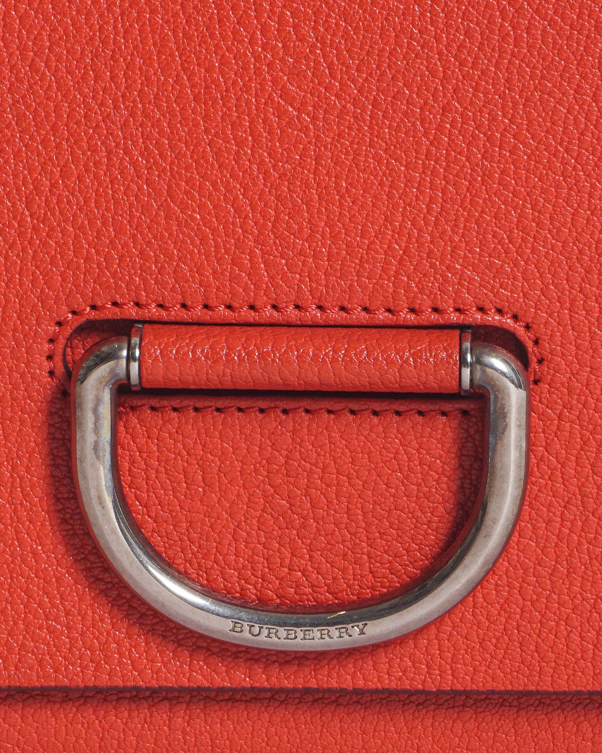 Burberry Coral Red Grained Leather Small D-Ring Crossbody Bag