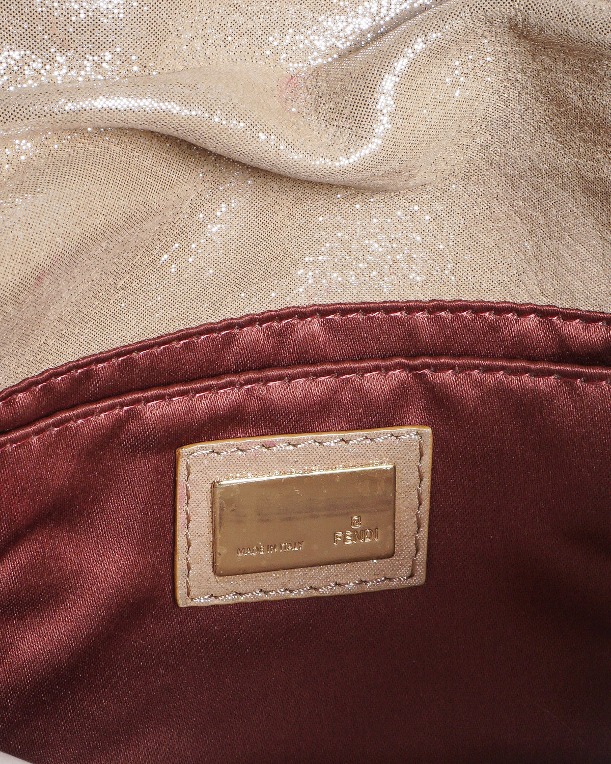 Fendi Metallic Gold Leather Mia Pochette Bag